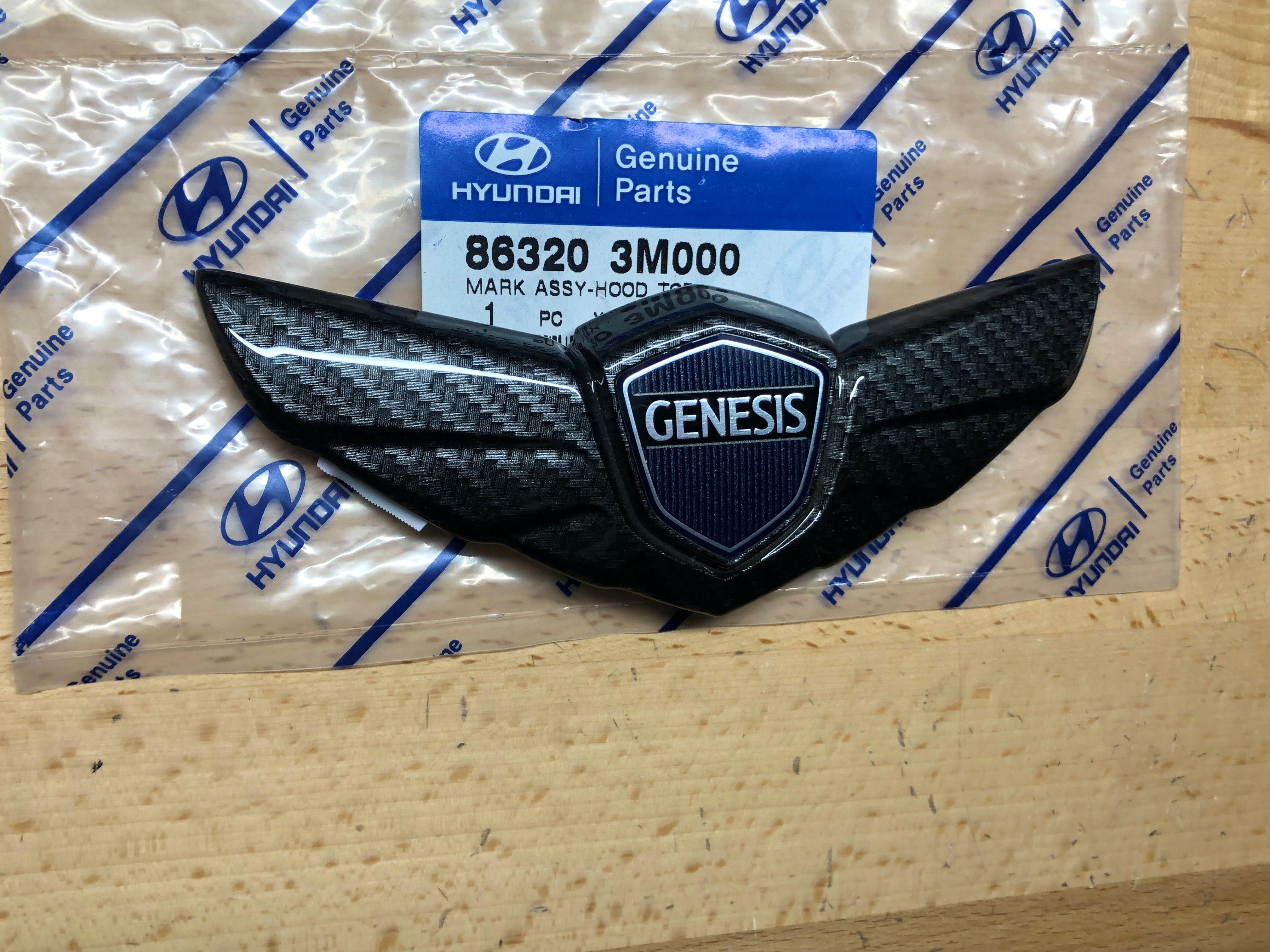 Hyundai Genesis Sedan Carbon Fiber Front Hood Emblem – Deep Blue Chrome