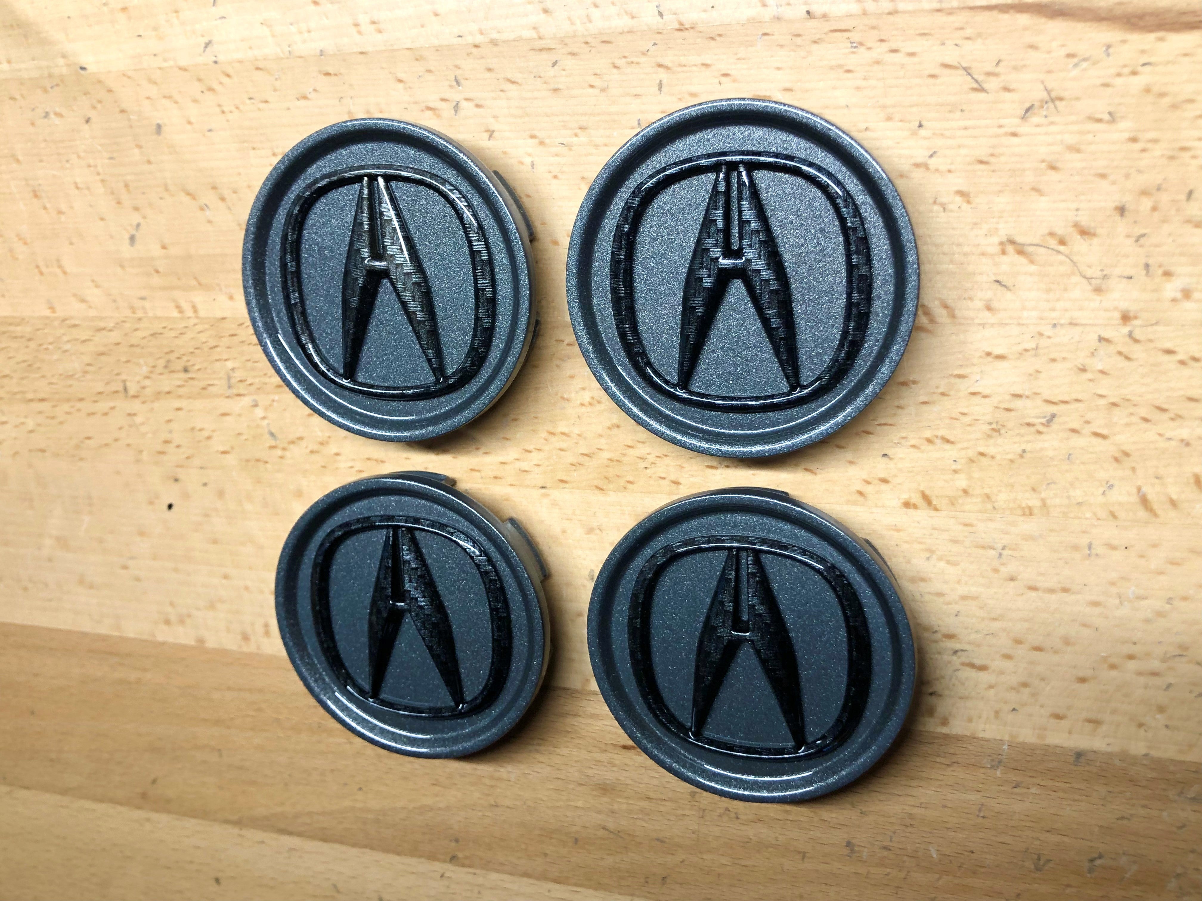 Acura TSX ZDX Carbon Fiber Wheel Center Cap Set x4 Deep Blue Chrome