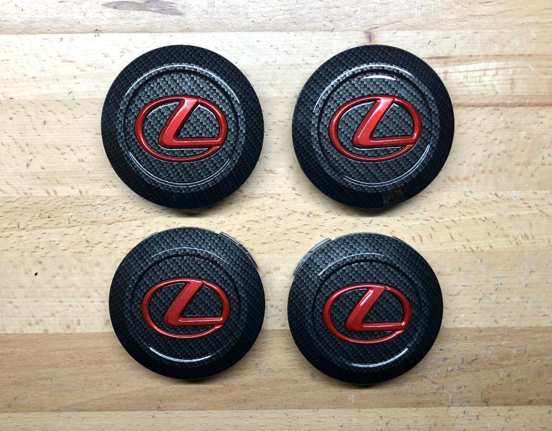 Lexus LX570 Candy Red & Carbon Fiber Wheel Center Cap Set – Deep