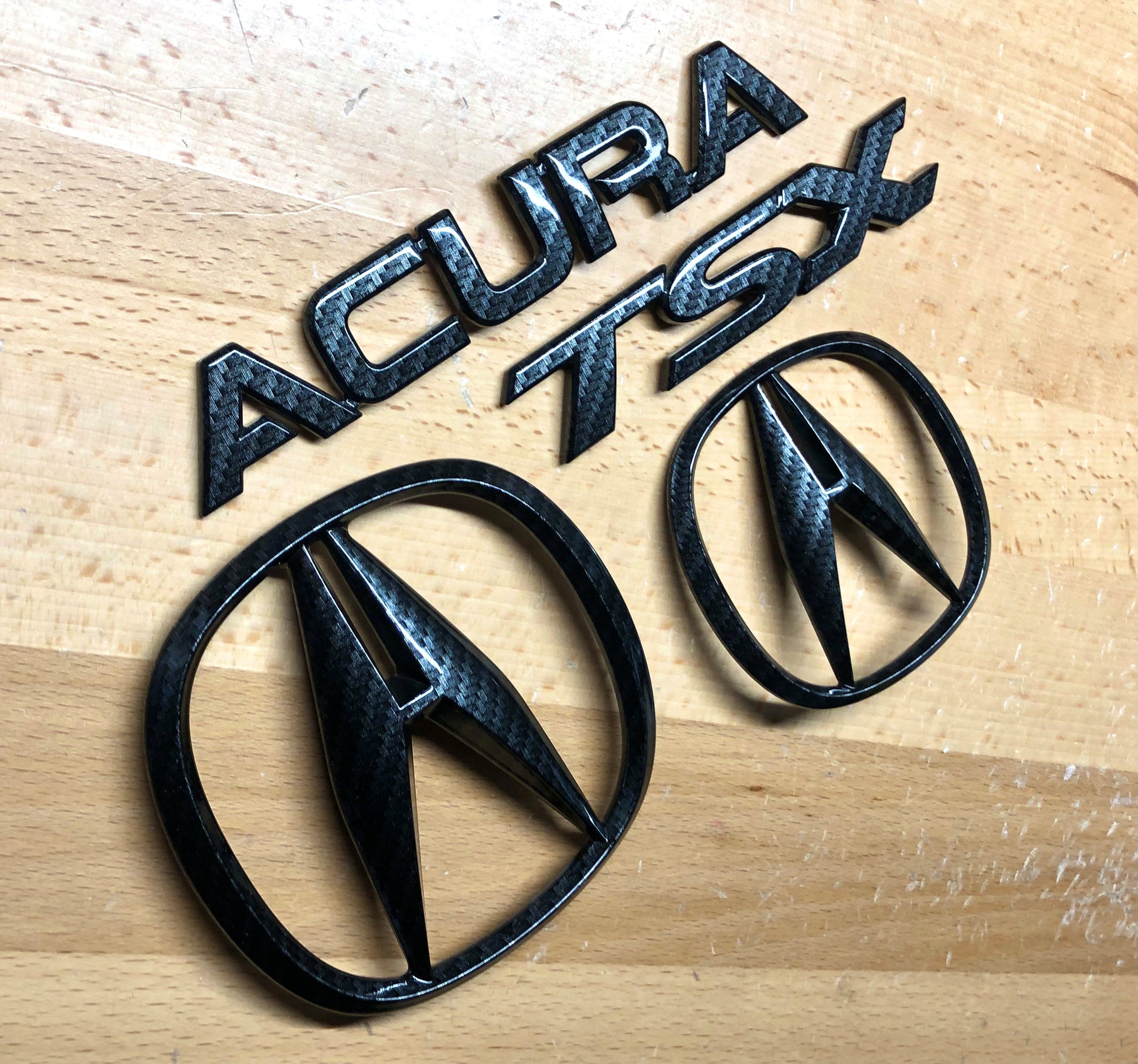 Acura TSX Carbon Fiber Effect Emblem Set 2004-2008 – Deep Blue Chrome