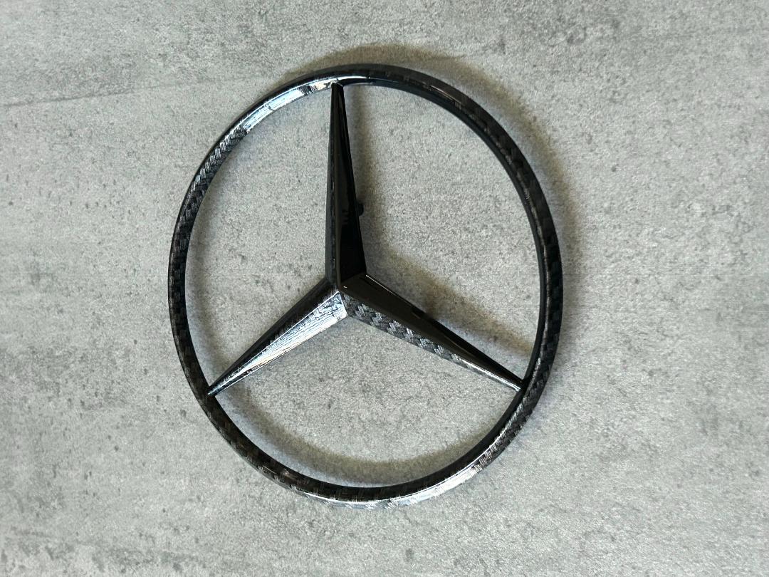 Mercedes W126 1960-1993 Black Carbon Fiber Rear OEM Star Emblem