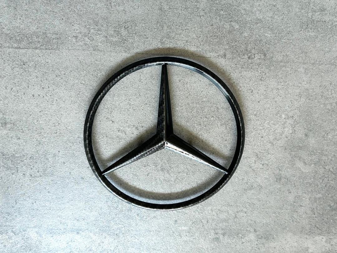 Mercedes W126 1960-1993 Black Carbon Fiber Rear OEM Star Emblem