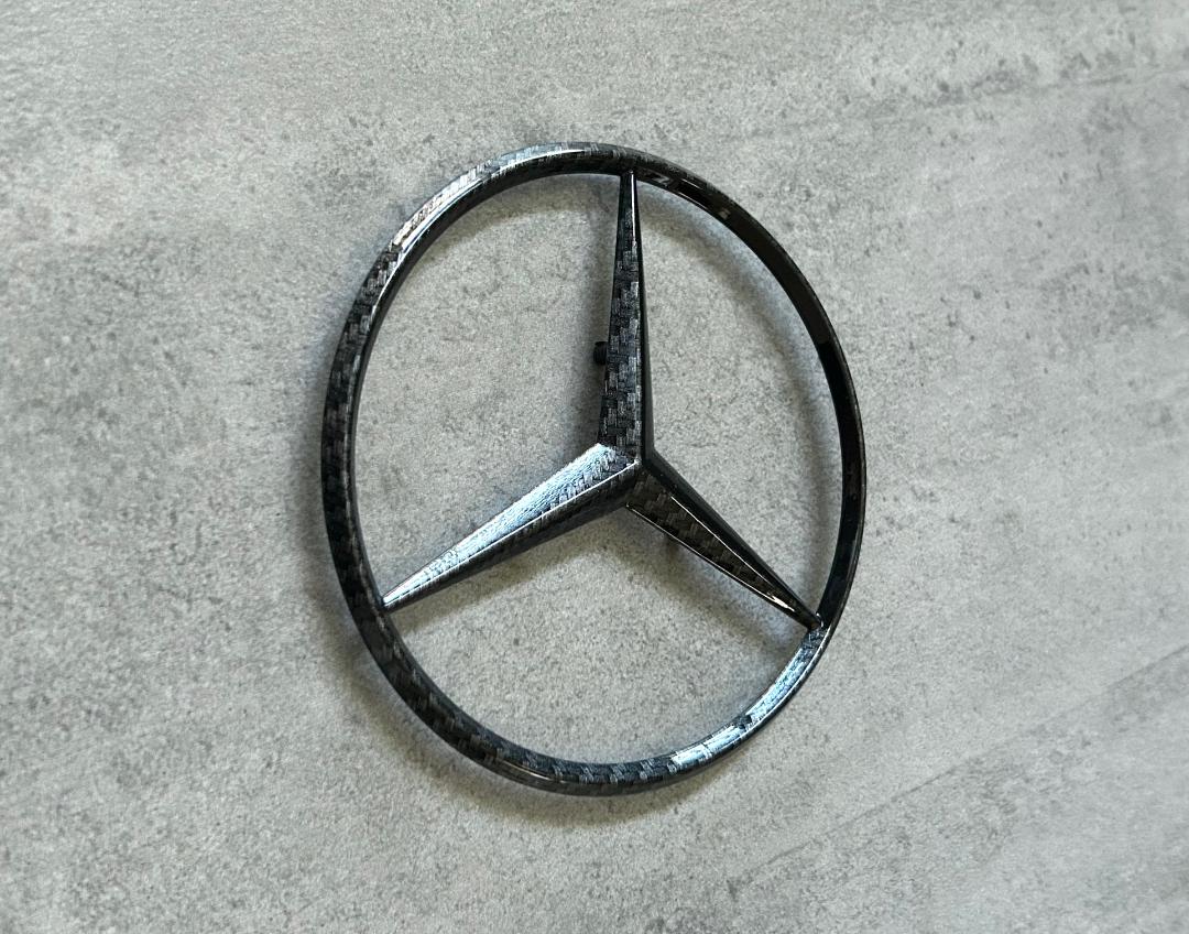 Mercedes W126 1960-1993 Black Carbon Fiber Rear OEM Star Emblem