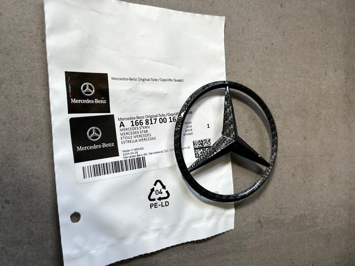 Mercedes GLE ML 12-19 Black Carbon Fiber Rear Star Emblem OEM