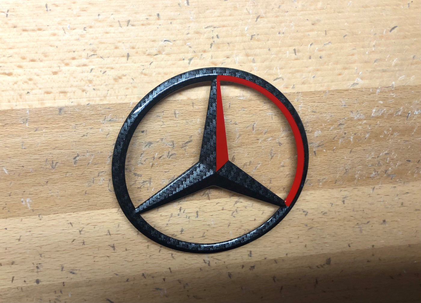 Mercedes GL GLS Red & Black Carbon Effect Rear Star Emblem OEM