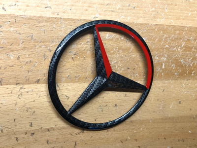 Mercedes GL GLS Red & Black Carbon Effect Rear Star Emblem OEM