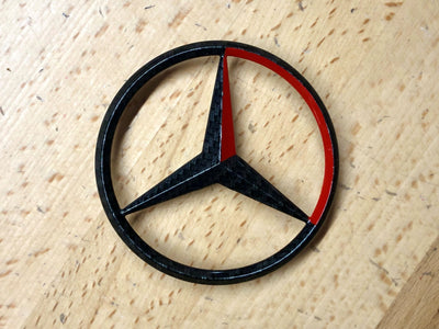 Mercedes C-Class Sedan W203 Red & Carbon Fiber Rear Star Emblem