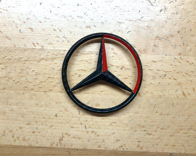 Mercedes C-Class Sedan W203 Red & Carbon Fiber Rear Star Emblem