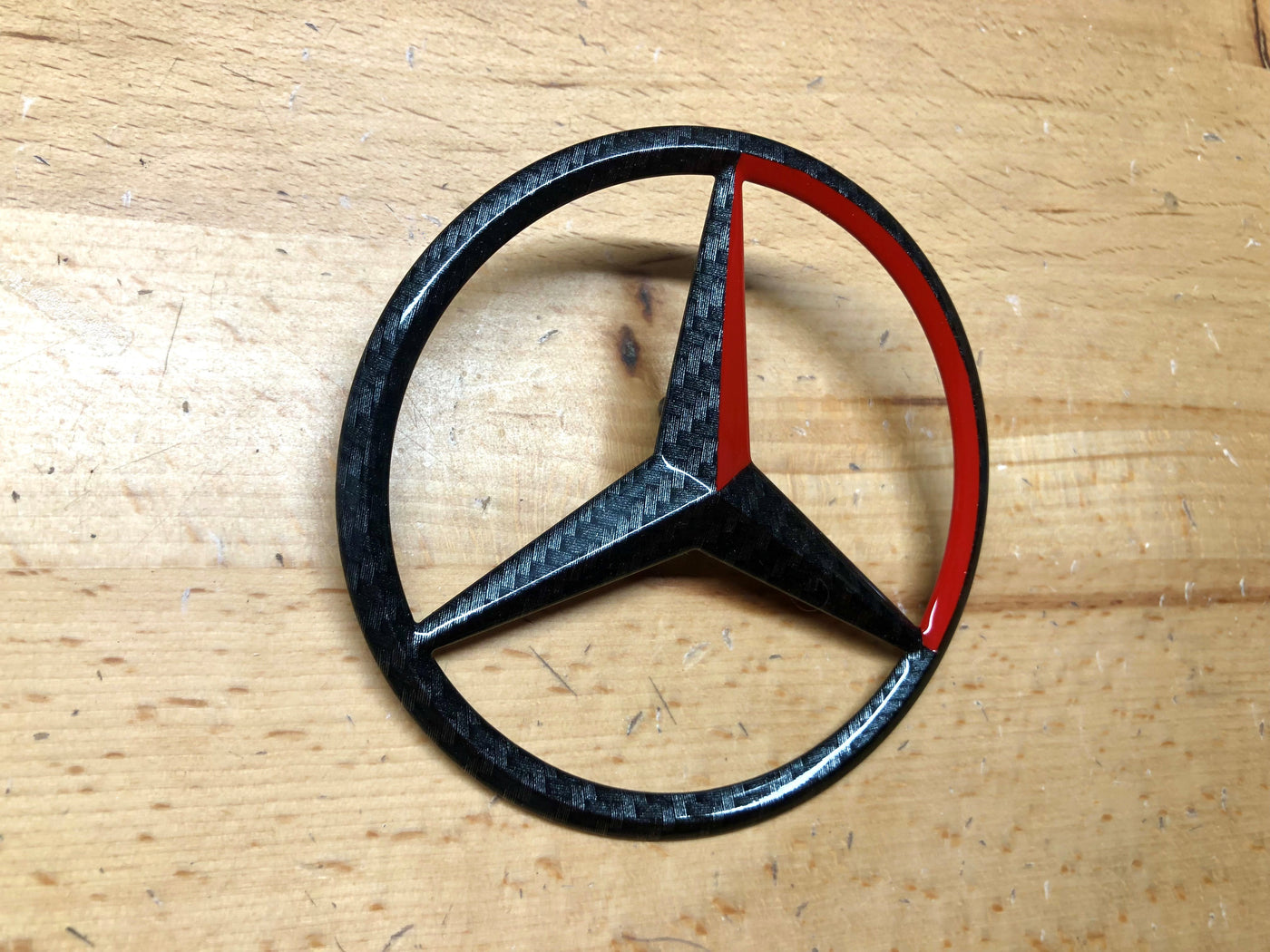 Mercedes C-Class Sedan W205 Red & Carbon Fiber Rear Star Emblem