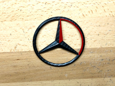 Mercedes S-Class Sedan Red & Carbon Effect Rear Star Emblem OEM W222