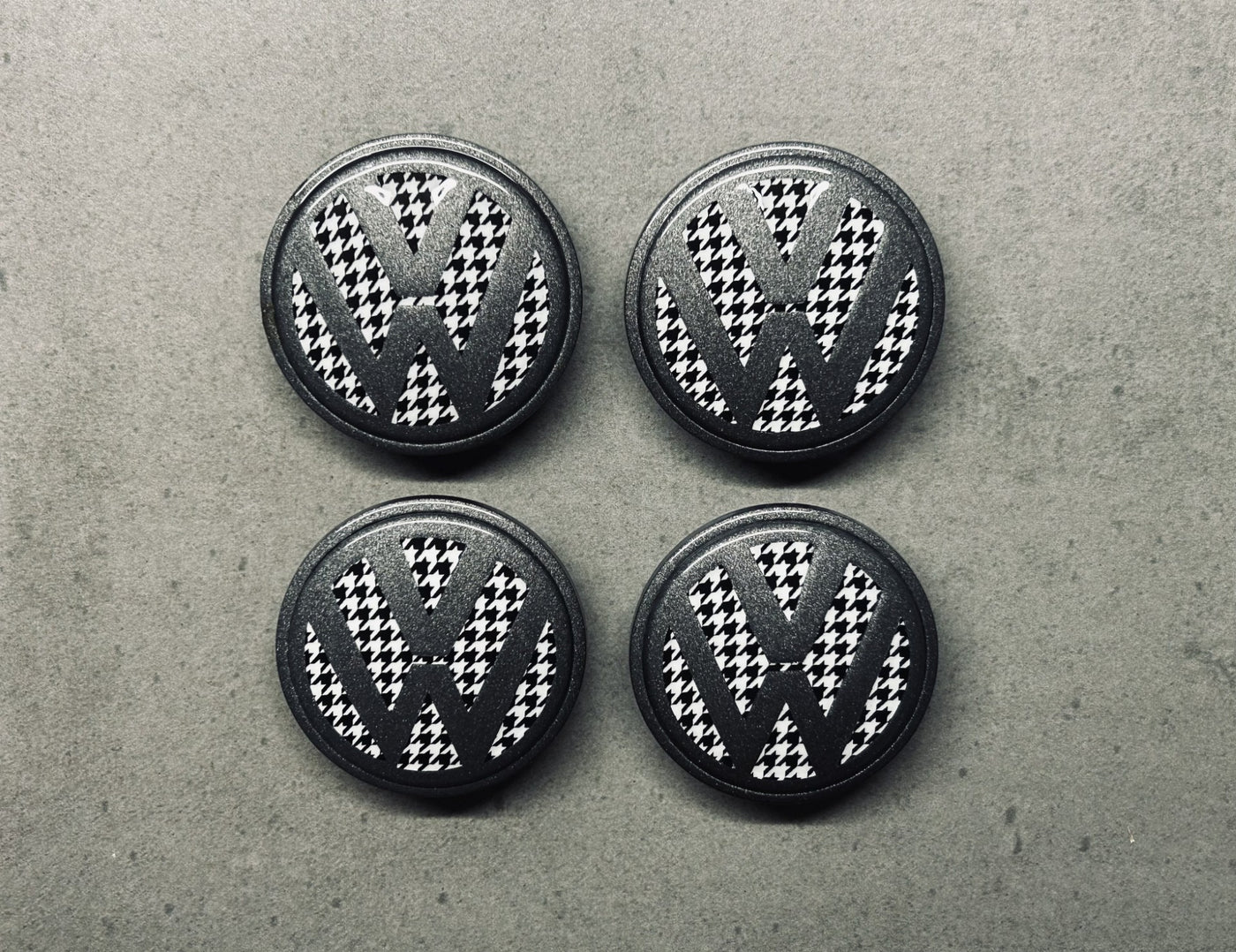 Volkswagen GTI Houndstooth Wheel Center Cap Set x4 OEM