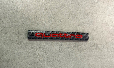 Audi Quattro Red & Black Carbon Effect Rear Emblem OEM