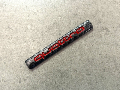 Audi Quattro Red & Black Carbon Effect Rear Emblem OEM