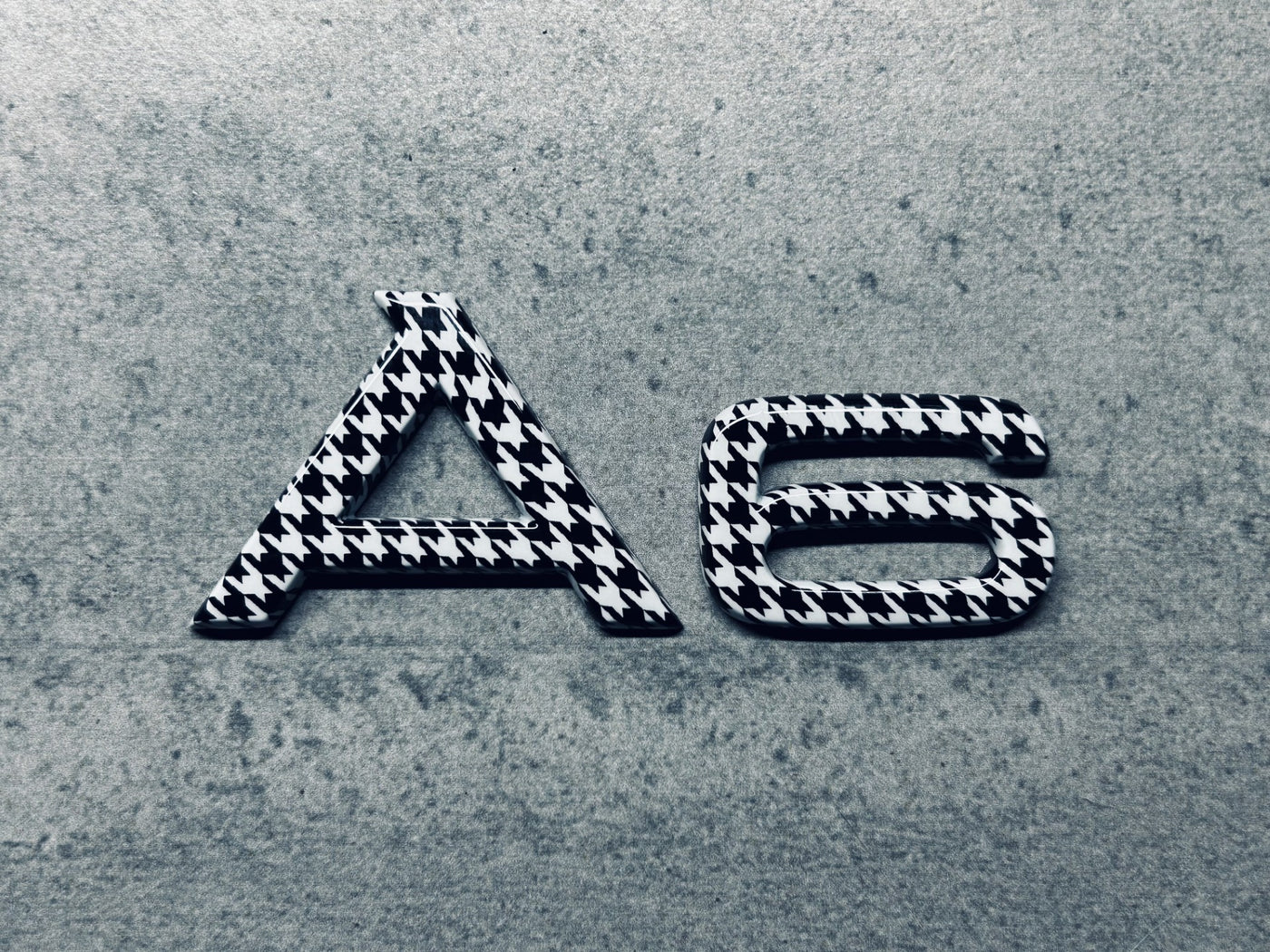 Audi A6 Black & White Houndstooth Nameplate OEM