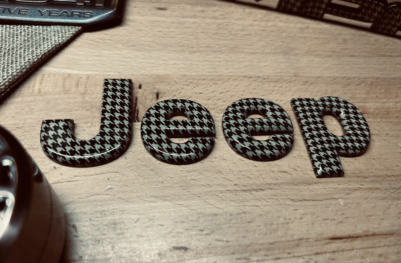 Jeep Grand Cherokee Tan Houndstooth Front Hood Emblem