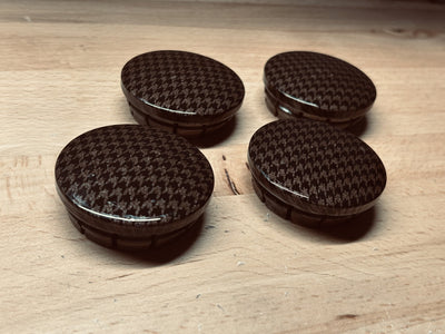 Jeep Wrangler Dark Brown Houndstooth OEM Wheel Center Cap Set