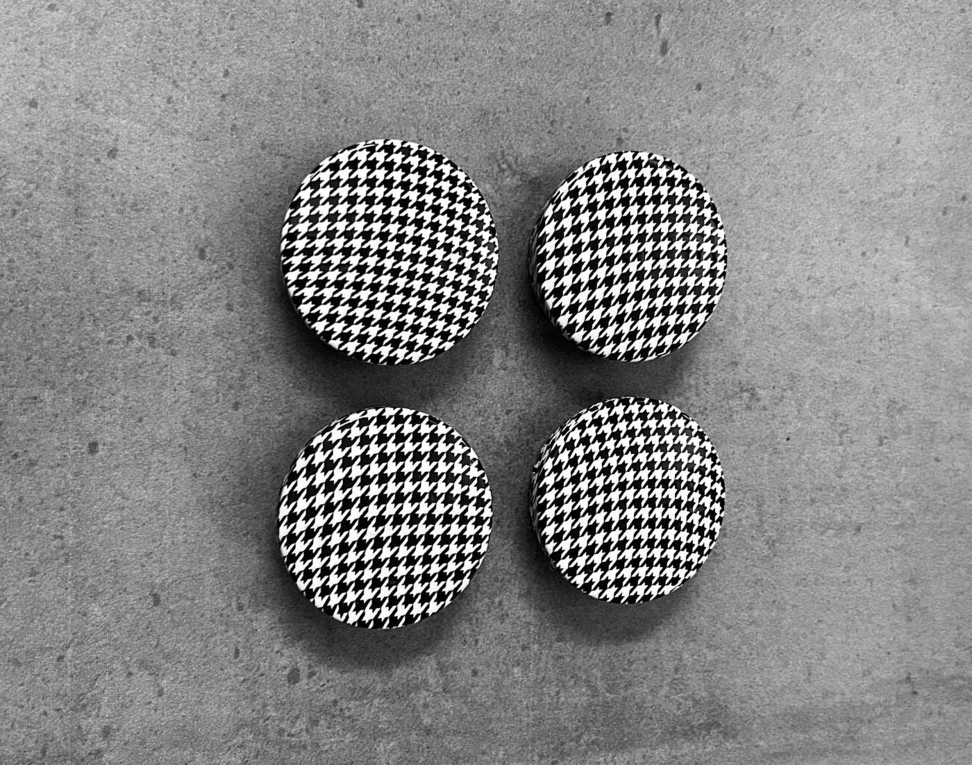 Jeep Wrangler Black & White Houndstooth Wheel Center Cap Set OEM