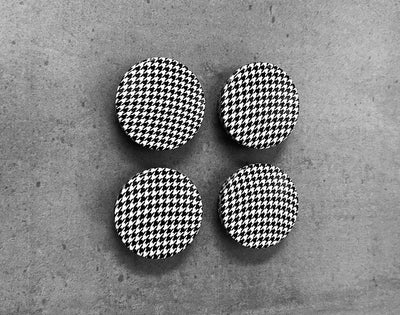 Jeep Wrangler Black & White Houndstooth Wheel Center Cap Set OEM