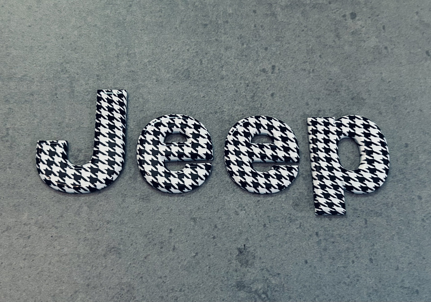 Jeep Black & White Houndstooth Hood Tailgate Emblem OEM