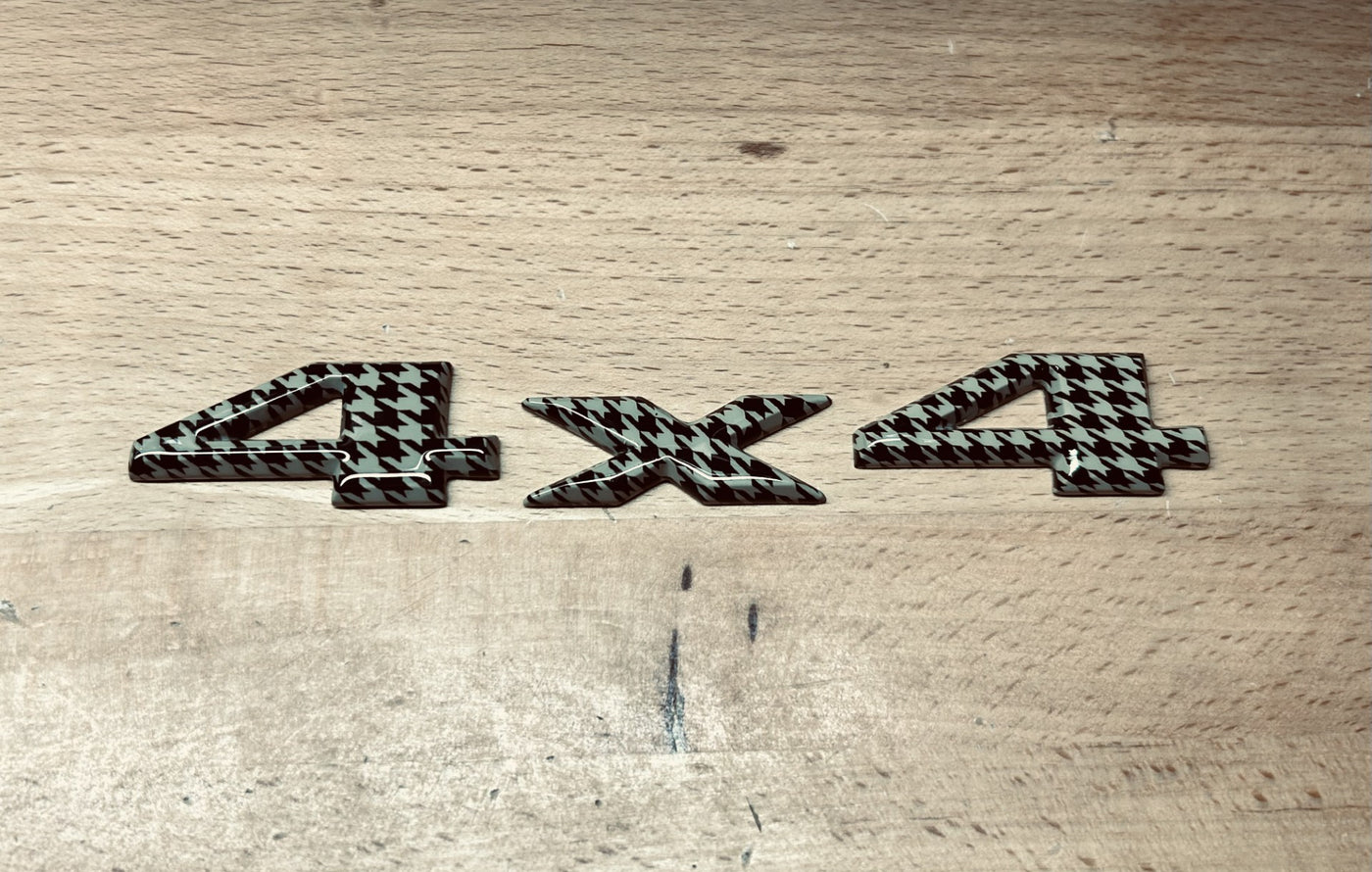 Jeep 4x4 Tan Houndstooth Rear Tailgate Emblem