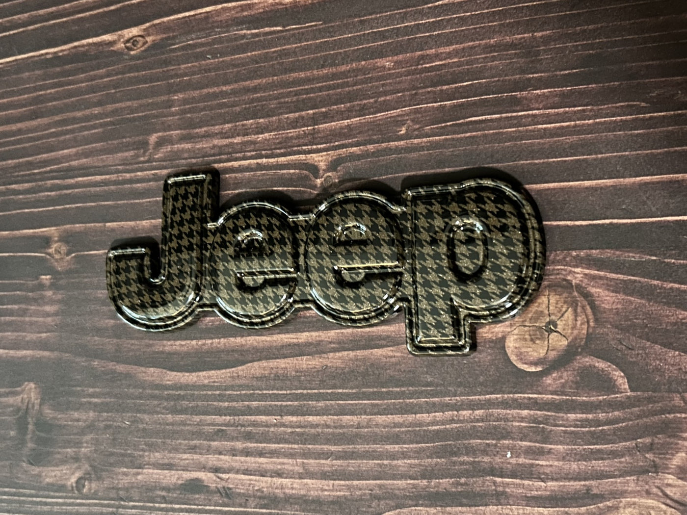 Jeep Cherokee Dark Brown Houndstooth Rear Tailgate Emblem