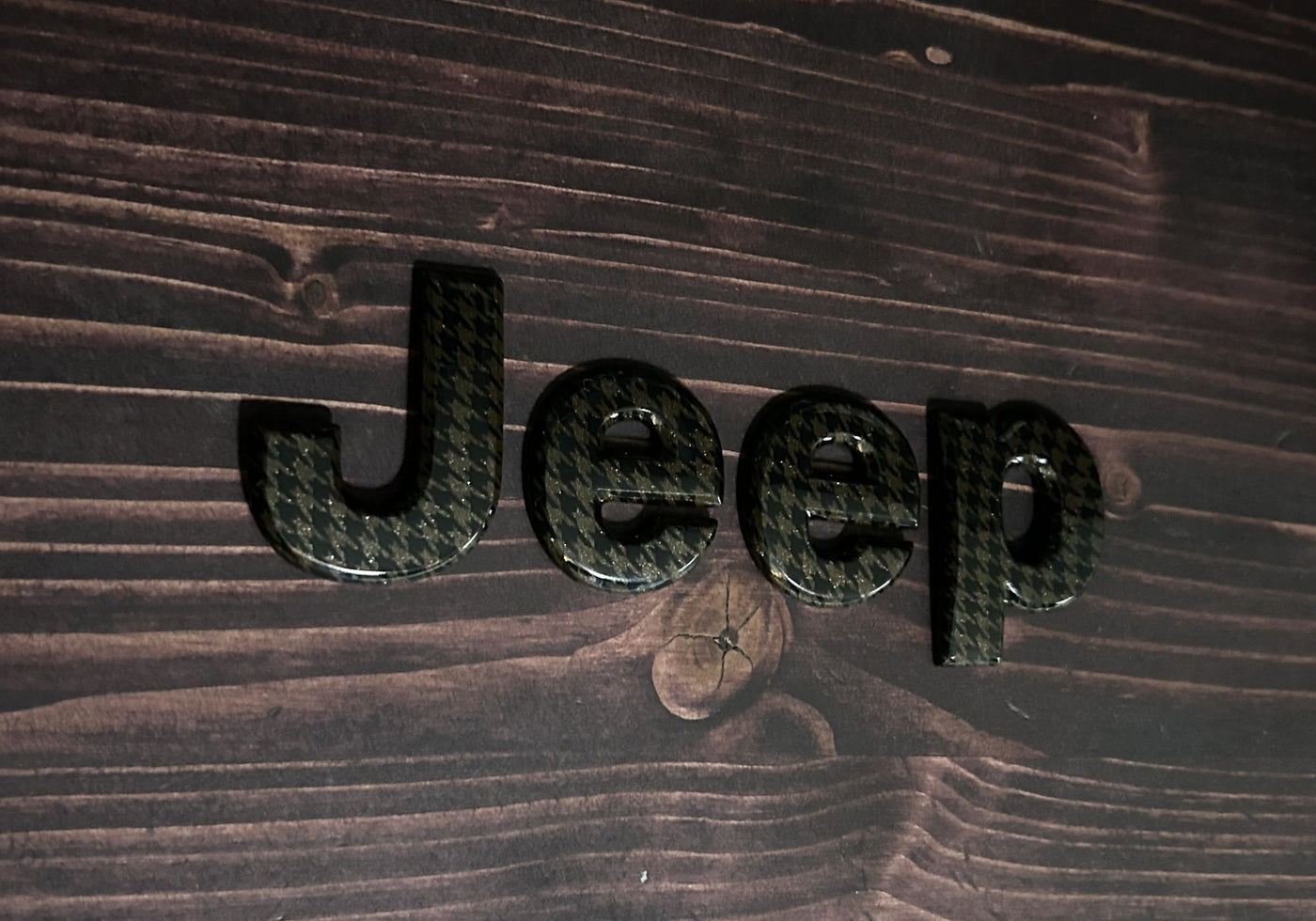 Jeep Cherokee Dark Brown Houndstooth Front Hood Emblem