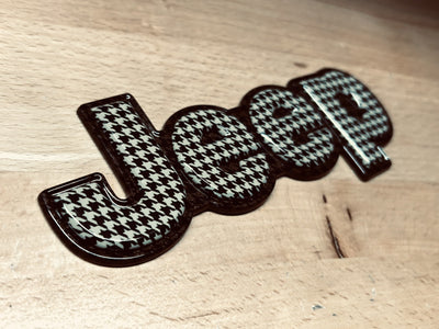 Jeep Renegade Brown & Tan Houndstooth Tailgate Emblem