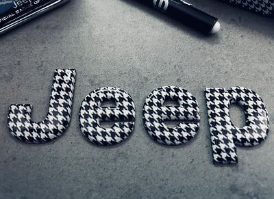 Jeep Wrangler Black & White Houndstooth Hood Emblem