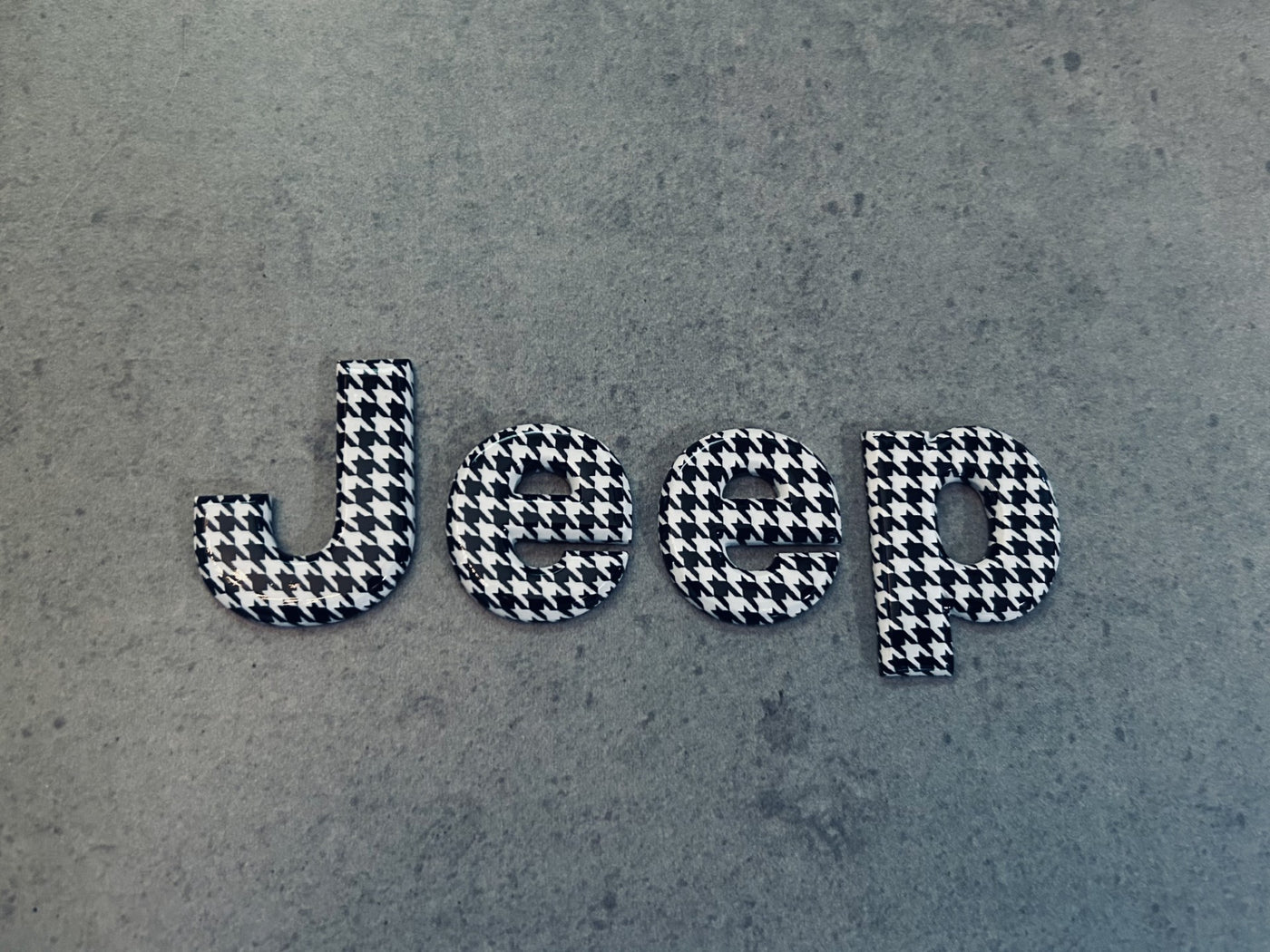 Jeep Wrangler Black & White Houndstooth Hood Emblem