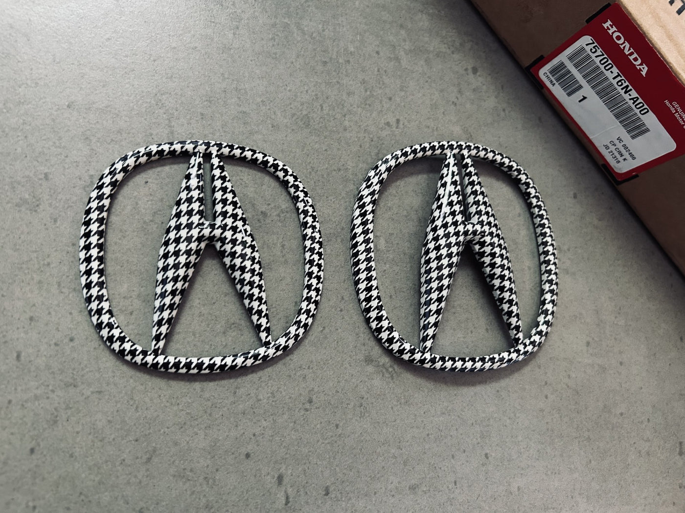 Acura NSX Black & White Houndstooth Emblem Set Genuine OEM