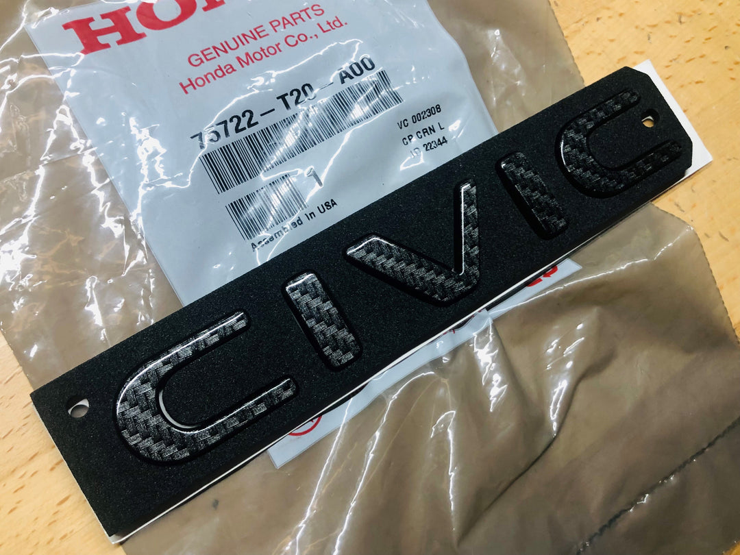 Honda Civic 22-24 Black Carbon Fiber Effect Nameplate – Deep Blue