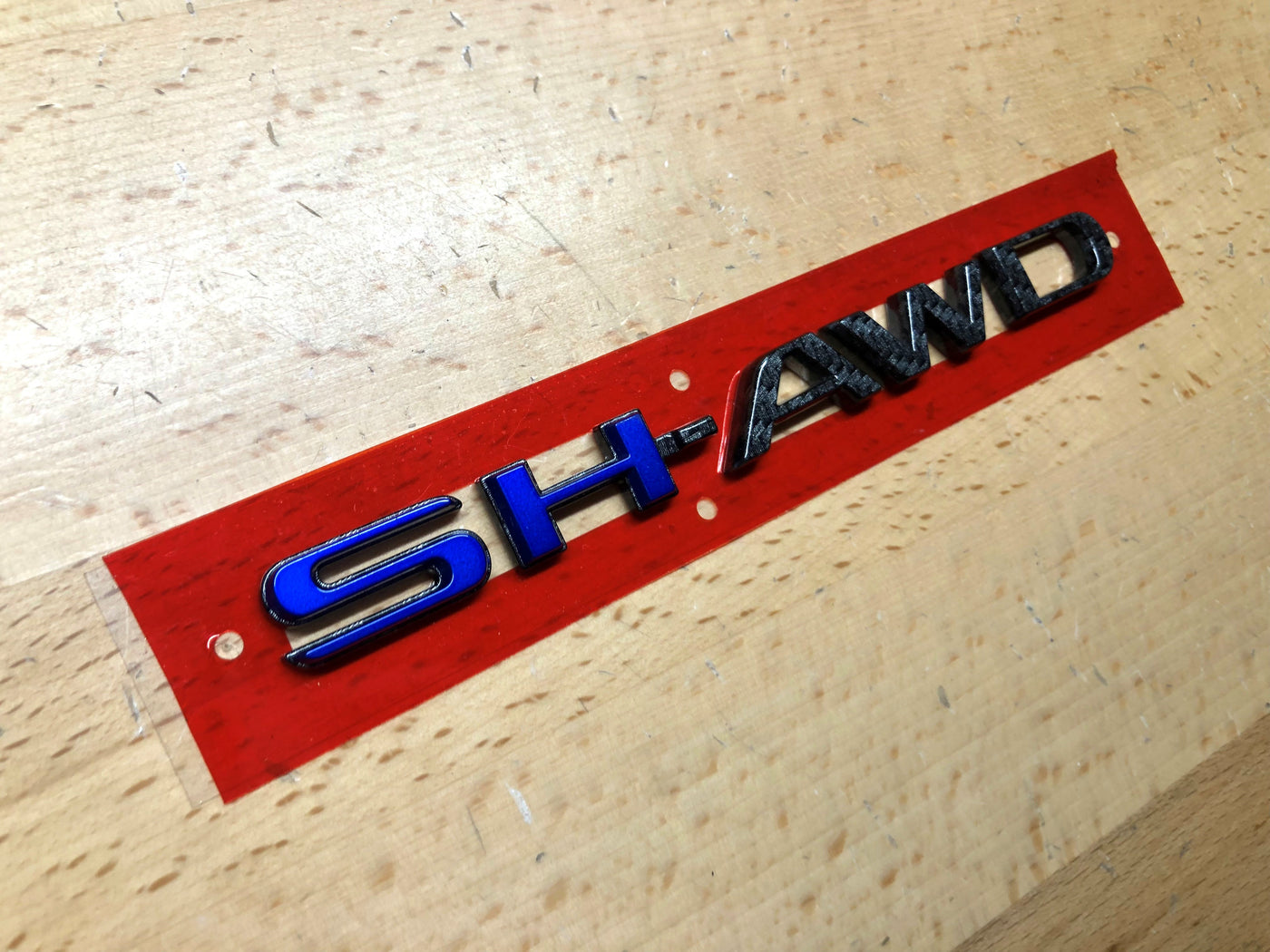 Sw Sh Emblems Acura SH-AWD Red & Black Carbon Fiber Effect Emblem – Deep Blue Chrome