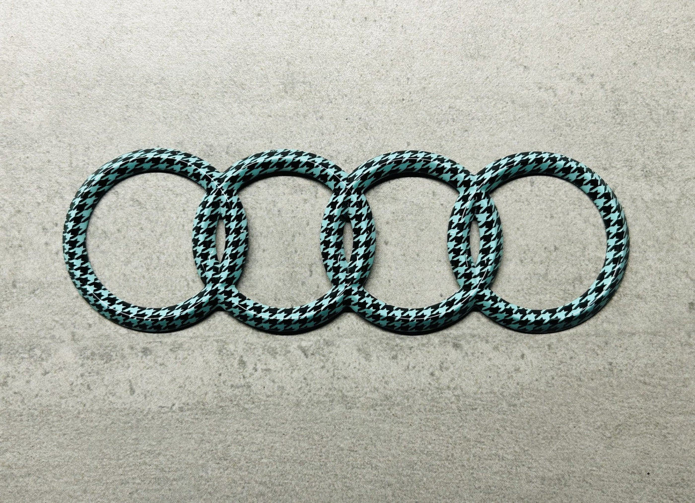 Audi Tiffany Blue Houndstooth Rear Rings Emblem OEM 178mm A4 TT S4