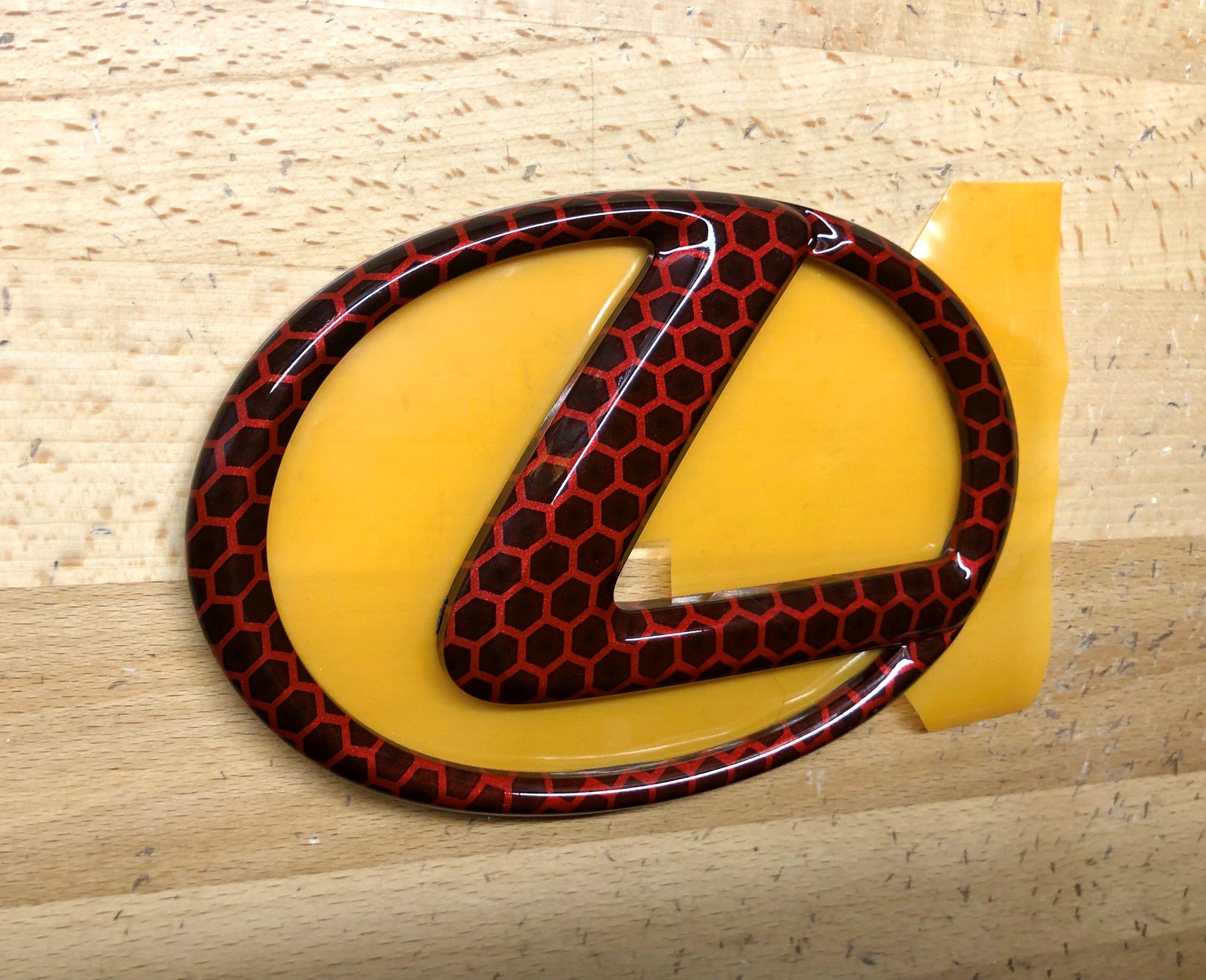 Lexus GX460 Candy Red Honeycomb Front Emblem – Deep Blue Chrome