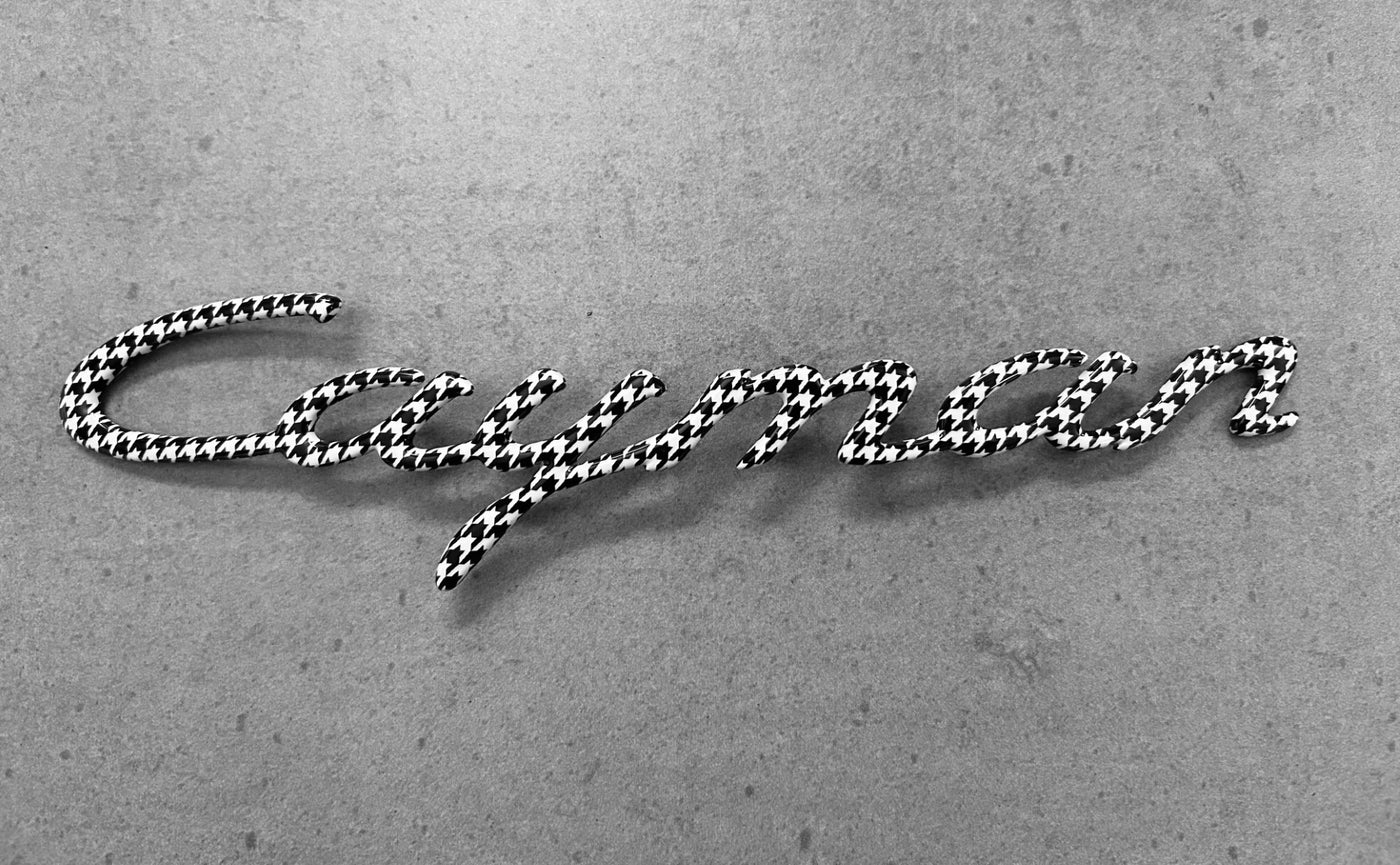 Porsche 987 Cayman Houndstooth Nameplate OEM