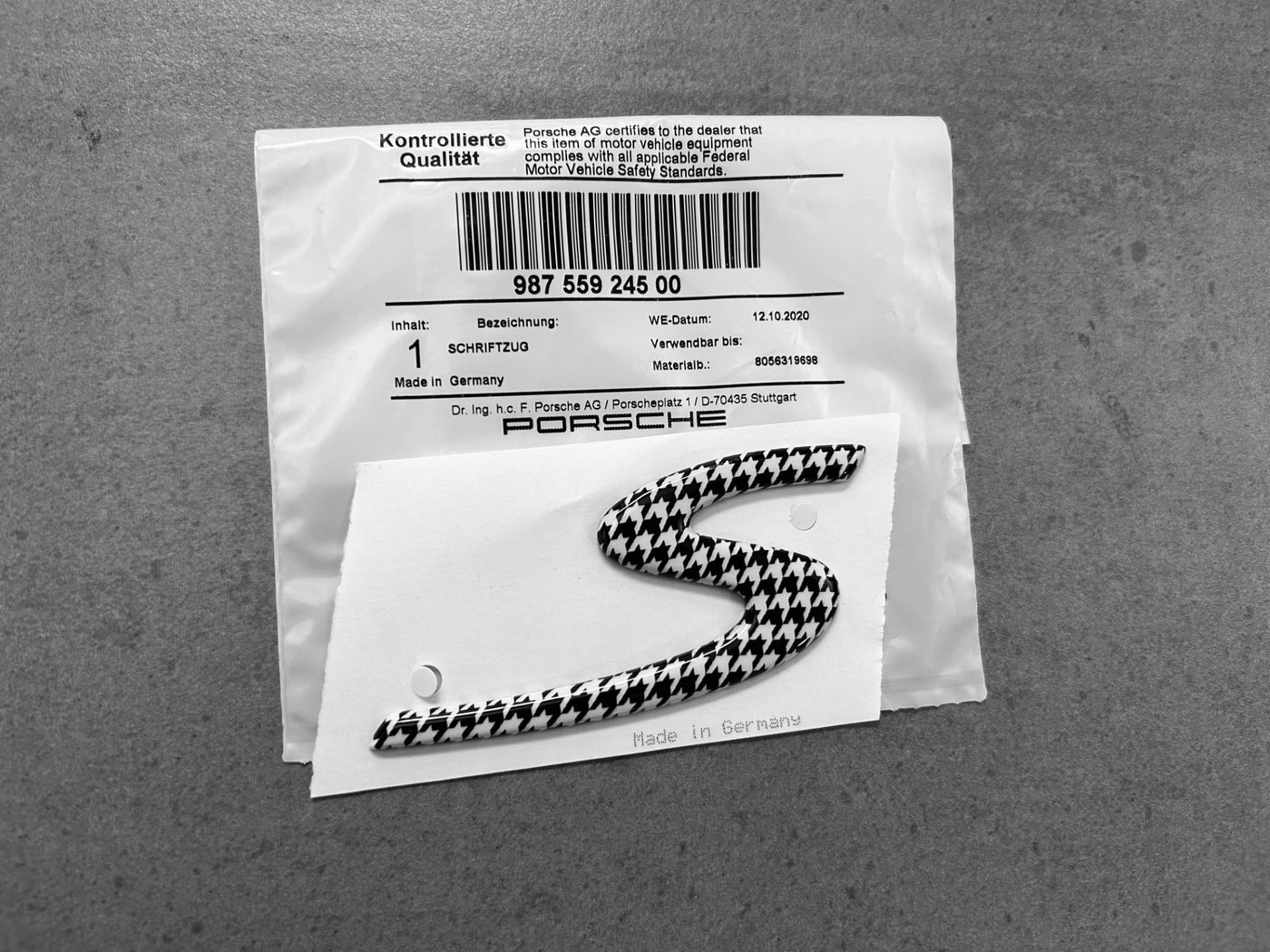 Porsche Cayman "S" Houndstooth Emblem 06-12