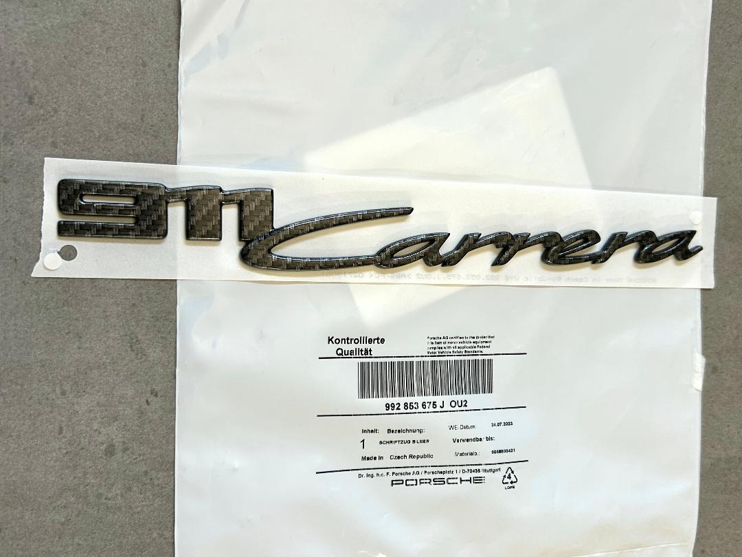 Porsche 911 Carrera Carbon Fiber Emblem 20-24 Nameplate