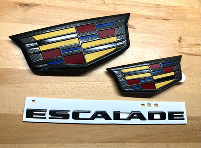 Cadillac Escalade 15-20 Carbon Fiber Effect Emblem Set