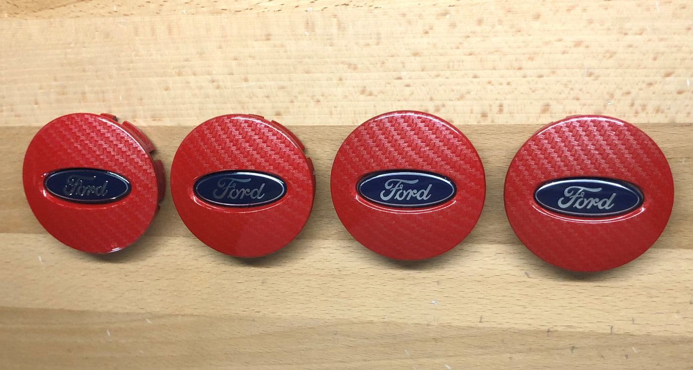 Ford Explorer Red Carbon Fiber Wheel Center Cap x4 Set OEM