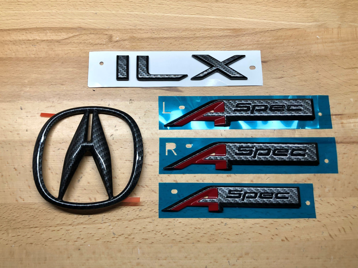 Acura ILX A-Spec 19-21 Carbon Fiber Effect Emblem Set x5