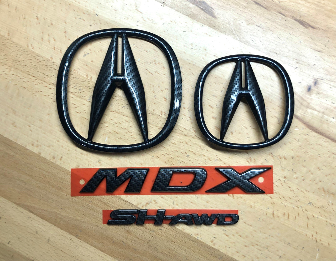 Acura MDX Carbon Fiber Effect Emblem Set 2014-2016 – Deep Blue Chrome