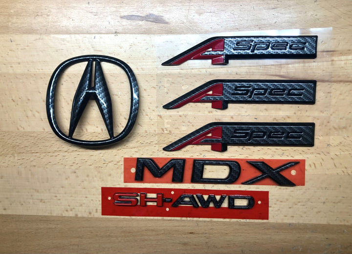 Acura MDX A-Spec Carbon Fiber Effect Emblem Set 14-20 OEM