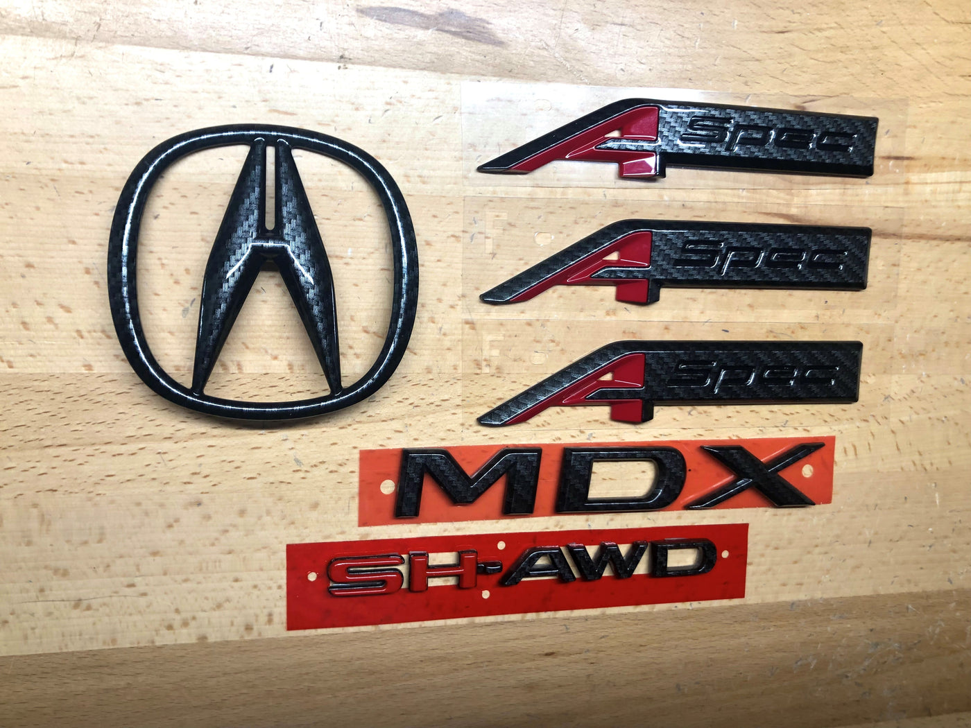 Acura MDX A-Spec Carbon Fiber Effect Emblem Set 19-20 OEM