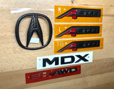 Acura MDX A-Spec Carbon Fiber Effect Emblem Set 22-23 OEM