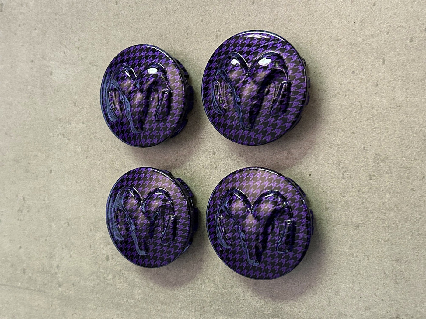 Dodge Ram Purple Houndstooth Wheel Center Cap Set