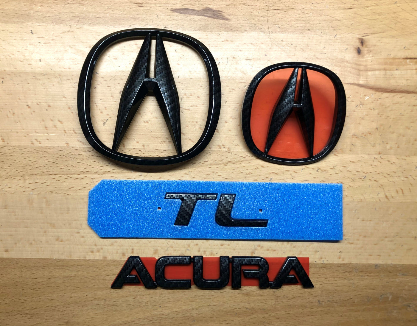 Acura TL 07-08 Black Carbon Fiber Effect Emblem Set