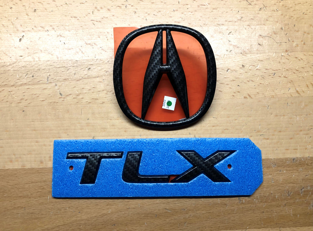 【あ 】ACLENT ロゴプレートミュール Acura TLX 15-17 Carbon Fiber Emblem Set x2 – Deep Blue Chrome
