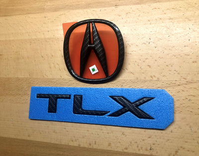 Acura TLX 18-20 Black Carbon Fiber Emblem Set x2