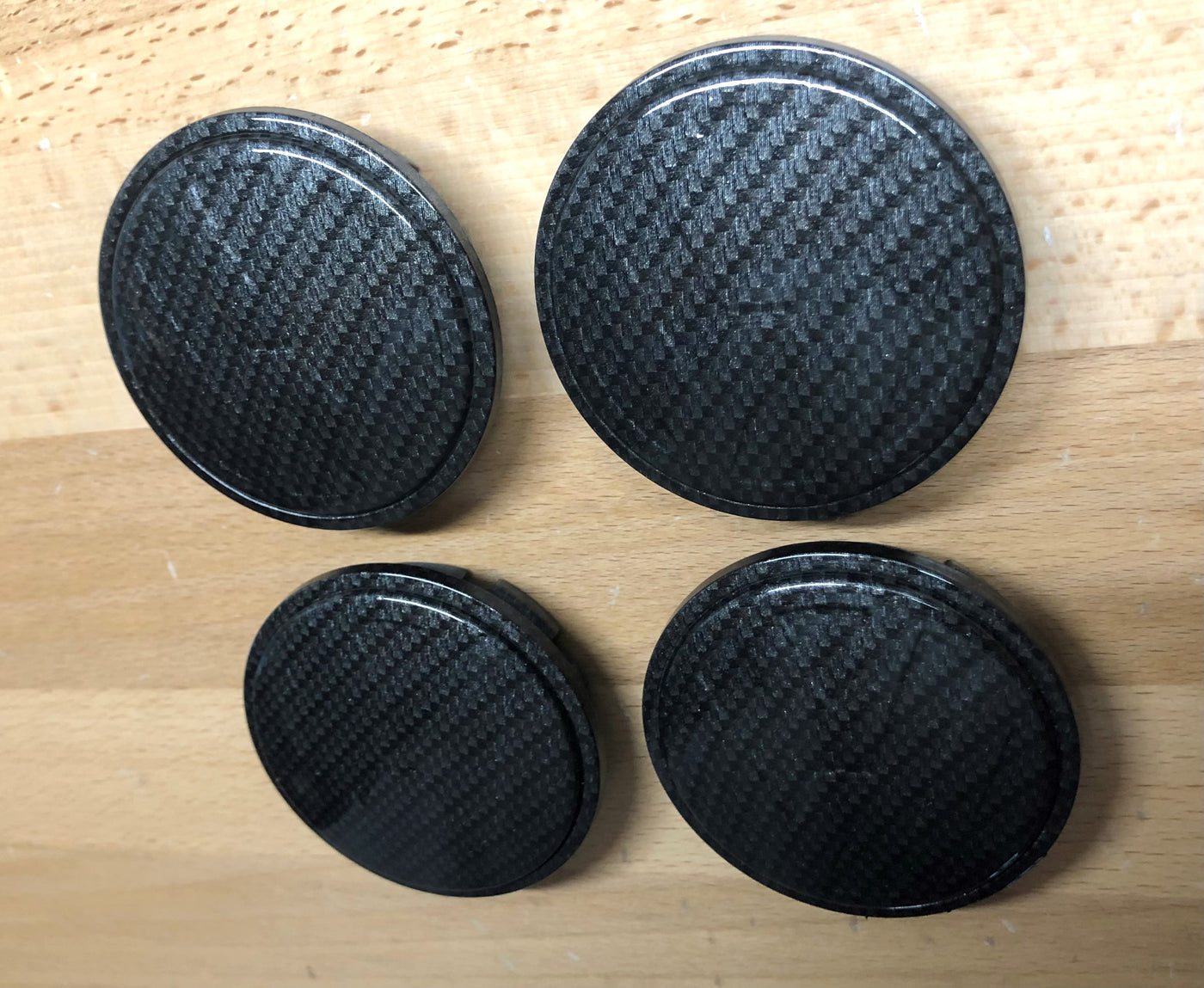 Volkswagen Black Carbon Fiber Wheel Center Cap Set x4 OEM