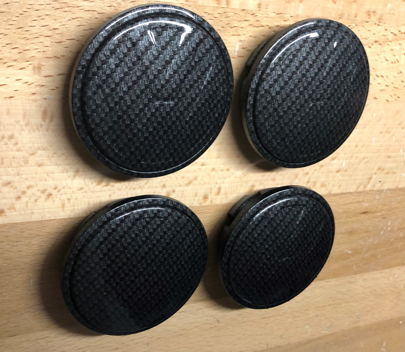 Volkswagen Black Carbon Fiber Wheel Center Cap Set x4 OEM